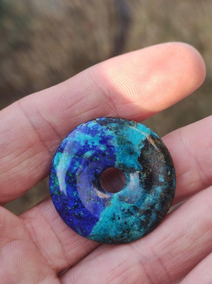 Azurit - Malachit - Chrysocoll blau grün ~ Edelstein Kette HIPPIE GOA Boho Tibet Ethno Nature Donut Schutzsymbol Heilstein Sammler Mann Frau - Art of Nature Berlin