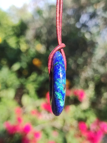 Azurit - Malachit - Chrysocoll blau grün ~ Edelstein Kette HIPPIE GOA Boho Tibet Ethno Nature Donut Schutzsymbol Heilstein Sammler Mann Frau - Art of Nature Berlin