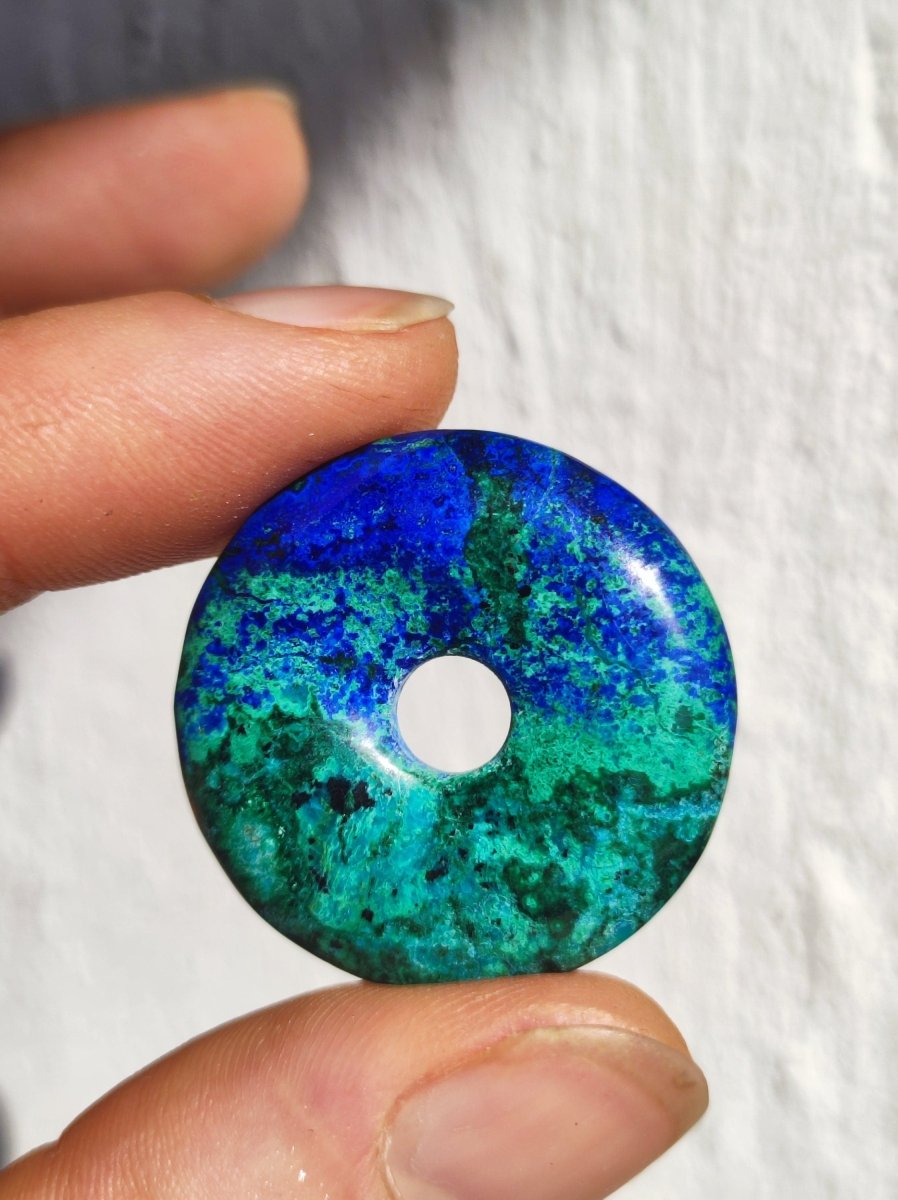 Azurit - Malachit - Chrysocoll blau grün ~ Edelstein Kette HIPPIE GOA Boho Tibet Ethno Nature Donut Schutzsymbol Heilstein Sammler Mann Frau - Art of Nature Berlin