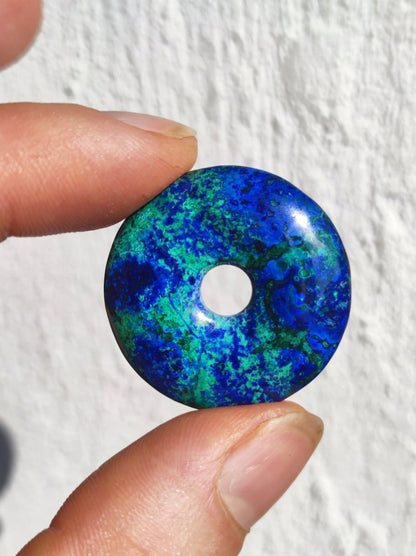 Azurit - Malachit - Chrysocoll blau grün ~ Edelstein Kette HIPPIE GOA Boho Tibet Ethno Nature Donut Schutzsymbol Heilstein Sammler Mann Frau - Art of Nature Berlin