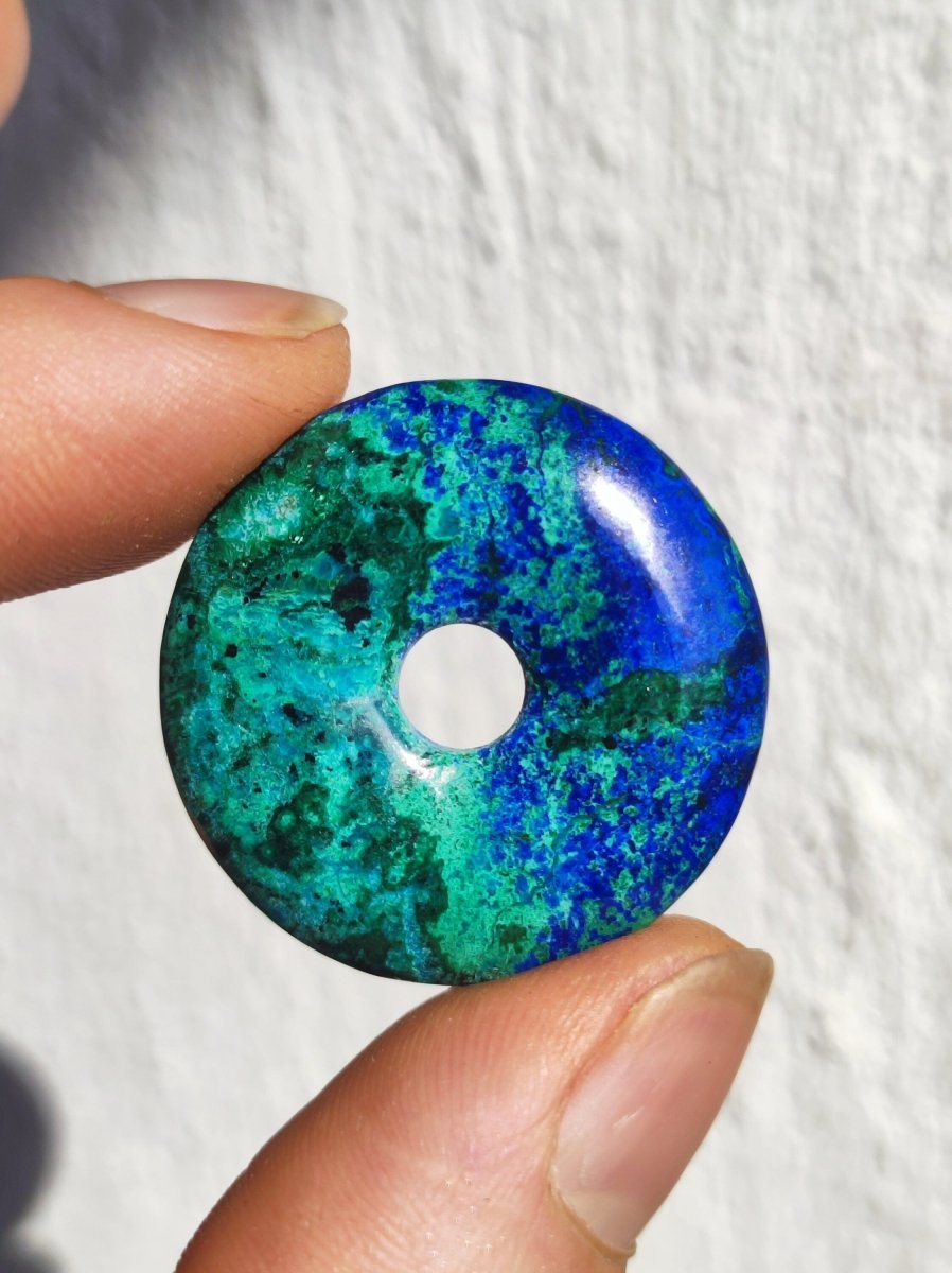 Azurit - Malachit - Chrysocoll blau grün ~ Edelstein Kette HIPPIE GOA Boho Tibet Ethno Nature Donut Schutzsymbol Heilstein Sammler Mann Frau - Art of Nature Berlin