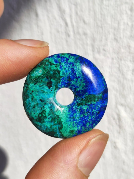 Azurit - Malachit - Chrysocoll blau grün ~ Edelstein Kette HIPPIE GOA Boho Tibet Ethno Nature Donut Schutzsymbol Heilstein Sammler Mann Frau - Art of Nature Berlin
