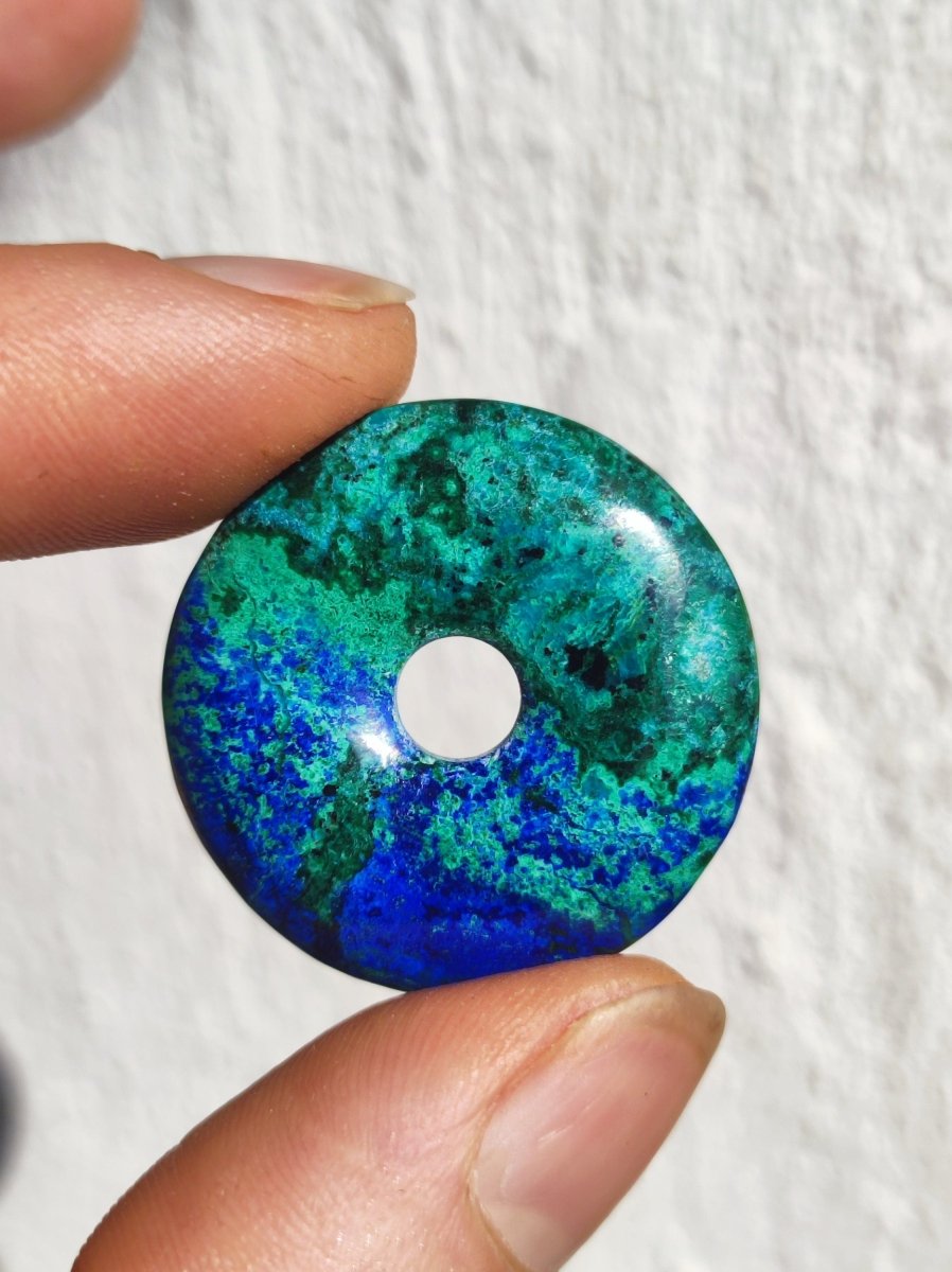 Azurit - Malachit - Chrysocoll blau grün ~ Edelstein Kette HIPPIE GOA Boho Tibet Ethno Nature Donut Schutzsymbol Heilstein Sammler Mann Frau - Art of Nature Berlin