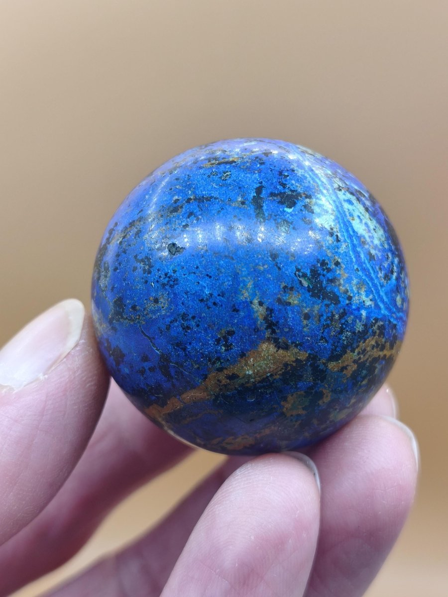AZURIT Malachit Chrysocoll Sphere Kristalle blau Natur Edelstein Kugel Deko Wohnen Meditation Heilstein Rarität Sammler Mineralien Unikat - Art of Nature Berlin