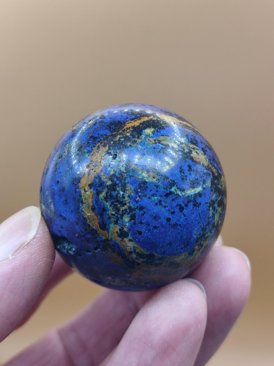 AZURIT Malachit Chrysocoll Sphere Kristalle blau Natur Edelstein Kugel Deko Wohnen Meditation Heilstein Rarität Sammler Mineralien Unikat - Art of Nature Berlin