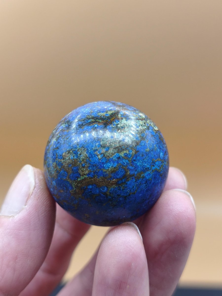 AZURIT Malachit Chrysocoll Sphere Kristalle blau Natur Edelstein Kugel Deko Wohnen Meditation Heilstein Rarität Sammler Mineralien Unikat - Art of Nature Berlin