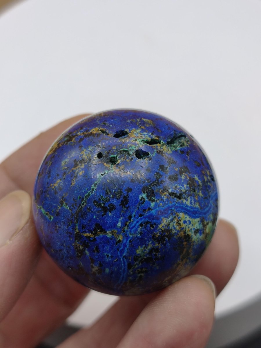 AZURIT Malachit Chrysocoll Sphere Kristalle blau Natur Edelstein Kugel Deko Wohnen Meditation Heilstein Rarität Sammler Mineralien Unikat - Art of Nature Berlin