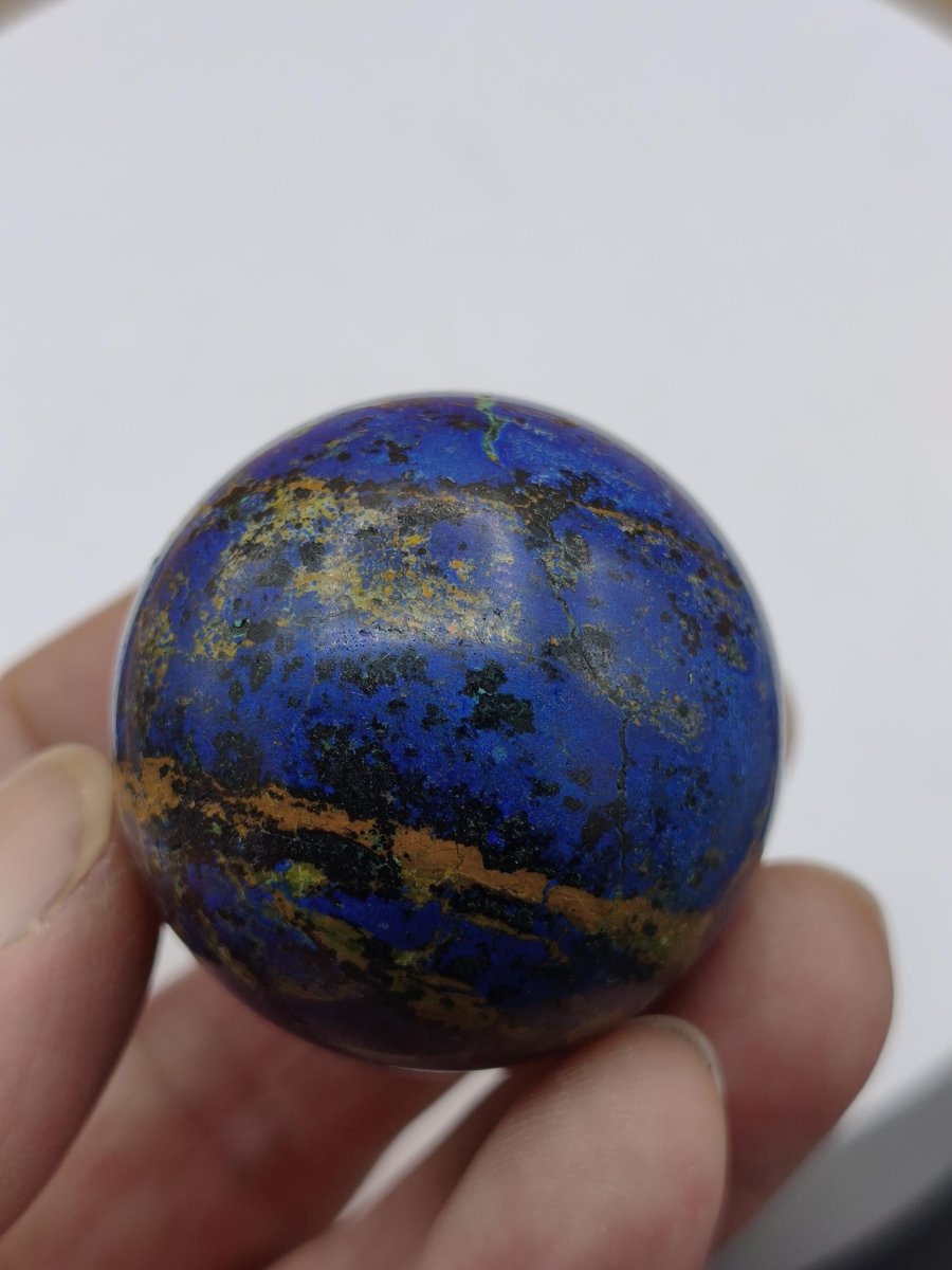 AZURIT Malachit Chrysocoll Sphere Kristalle blau Natur Edelstein Kugel Deko Wohnen Meditation Heilstein Rarität Sammler Mineralien Unikat - Art of Nature Berlin