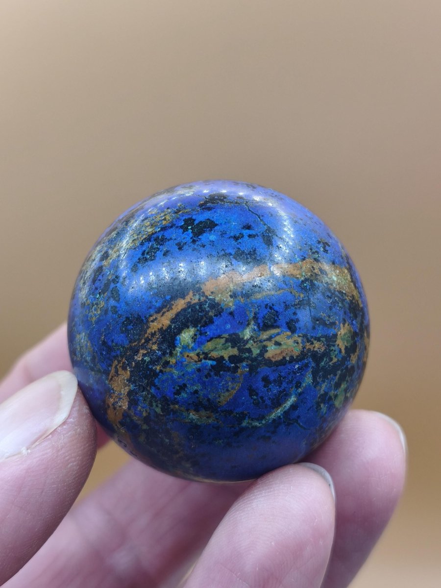 AZURIT Malachit Chrysocoll Sphere Kristalle blau Natur Edelstein Kugel Deko Wohnen Meditation Heilstein Rarität Sammler Mineralien Unikat - Art of Nature Berlin