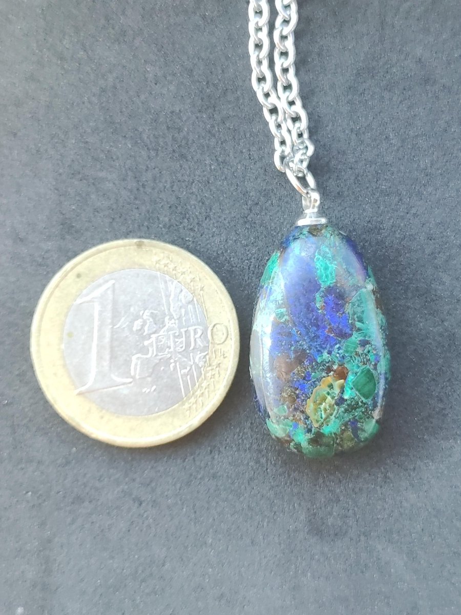 Azurit - Malachit Edelstein Kette blau grün Natur HIPPIE GOA Boho Tibet Ethno Donut Schutzsymbol Heilstein Sammler Mann Frau Selten Meer - Art of Nature Berlin