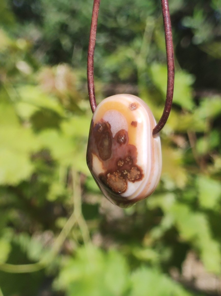 Bahia Achat - Edelstein Kette gelb Natur Heilstein Schutz Glück Mann Frau Kind Er Sie Freund Glück Boho Tibet Ethno Rarität Geschenk Unikat - Art of Nature Berlin