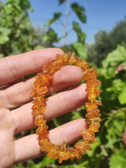 Baltikum Bernstein / Amber - Armband Stretch Splitter Rarität Schutz Kraft Heilstein Kristall Qualität Mann Frau Geschenk Er Sie - Art of Nature Berlin