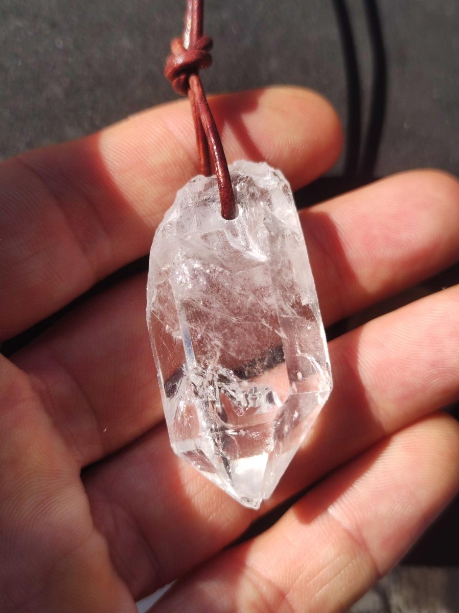 Bergkristall Spitze ~ Edelstein Kette Natur Klar Schutz Rarität Heilstein Kristall Mann Frau Er Sie Geschenk Freund Goa Hippie Glück Chakra - Art of Nature Berlin