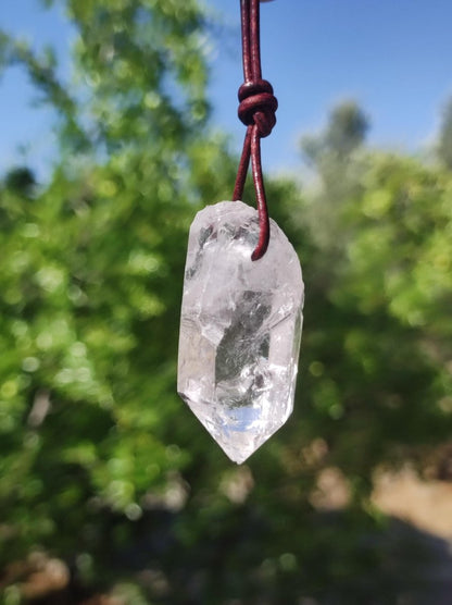 Bergkristall Spitze ~ Edelstein Kette Natur Klar Schutz Rarität Heilstein Kristall Mann Frau Er Sie Geschenk Freund Goa Hippie Glück Chakra - Art of Nature Berlin