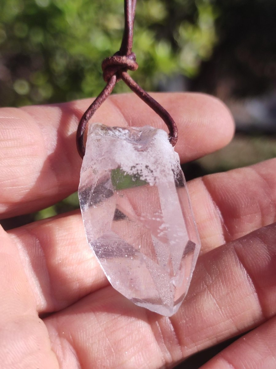 Bergkristall Spitze ~ Edelstein Kette Natur Klar Schutz Rarität Heilstein Kristall Mann Frau Er Sie Geschenk Freund Goa Hippie Glück Chakra - Art of Nature Berlin