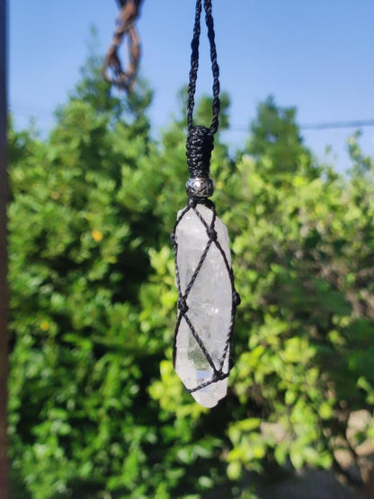 Bergkristall Spitze ~ Makramee Edelstein Kette ~HIPPIE ~GOA ~Boho ~Ethno ~Nature ~Heilstein - Art of Nature Berlin