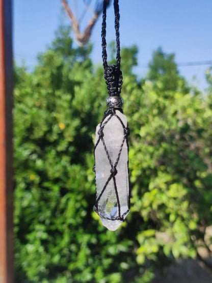 Bergkristall Spitze ~ Makramee Edelstein Kette ~HIPPIE ~GOA ~Boho ~Ethno ~Nature ~Heilstein - Art of Nature Berlin