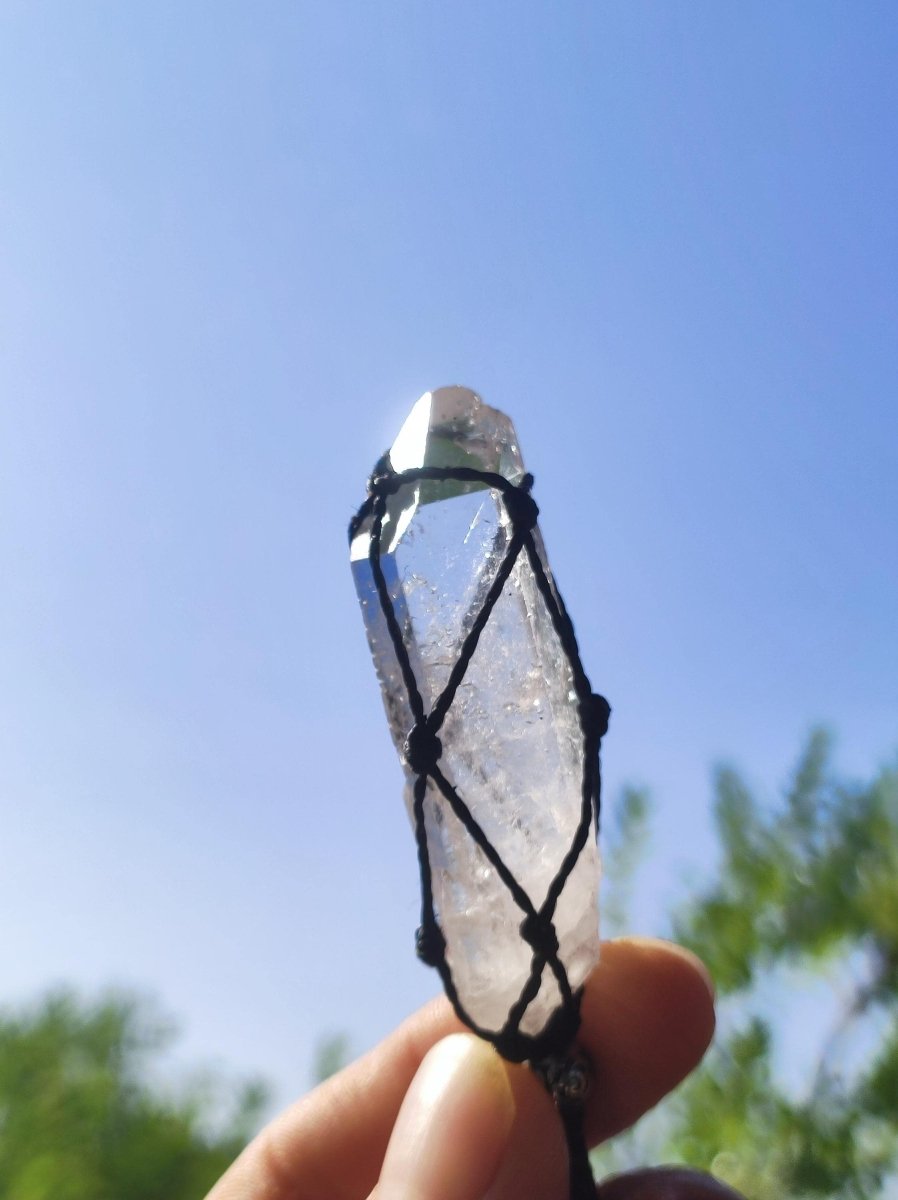 Bergkristall Spitze ~ Makramee Edelstein Kette ~HIPPIE ~GOA ~Boho ~Ethno ~Nature ~Heilstein - Art of Nature Berlin