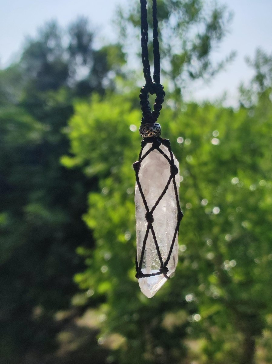 Bergkristall Spitze ~ Makramee Edelstein Kette ~HIPPIE ~GOA ~Boho ~Ethno ~Nature ~Heilstein - Art of Nature Berlin