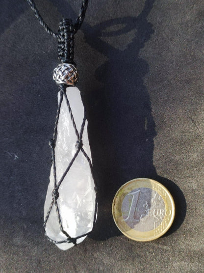 Bergkristall Spitze - Makramee Edelstein Kette Natur klar Schutz Rarität Heilstein Kristall Mann Frau Er Sie Geschenk Freund Schwester - Art of Nature Berlin