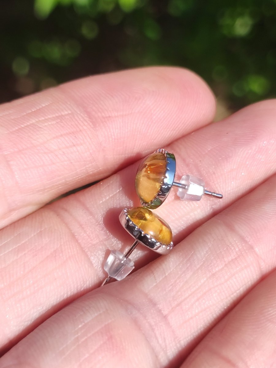 Bernstein AAA - Ohrstecker 925 Sterling Silber Rarität Schmuck Frau Ohrringe Edelstein Heilstein Geschenk Schmuck Edel Selten Unikat - Art of Nature Berlin