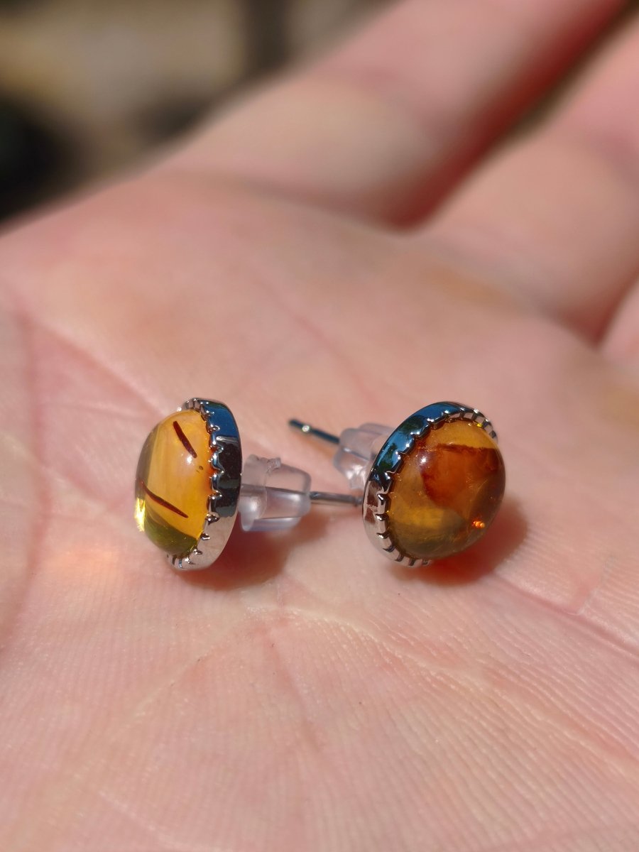 Bernstein AAA - Ohrstecker 925 Sterling Silber Rarität Schmuck Frau Ohrringe Edelstein Heilstein Geschenk Schmuck Edel Selten Unikat (Kopie) - Art of Nature Berlin