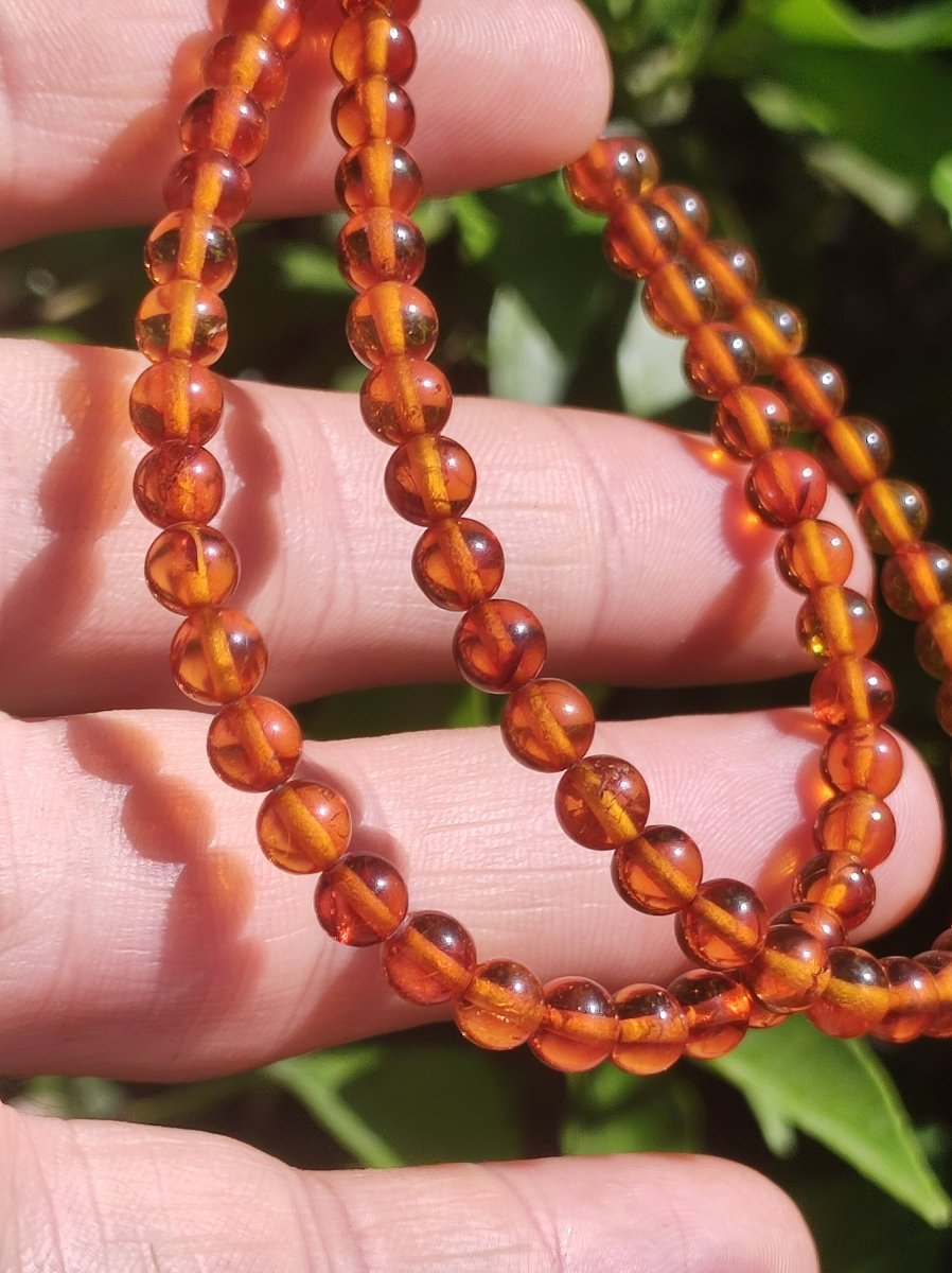 Bernstein Baltikum / Amber - Armband - 304 Edelstahl Karabiner Verschluss - hell 6.5mm oder dunkel 5mm - Art of Nature Berlin