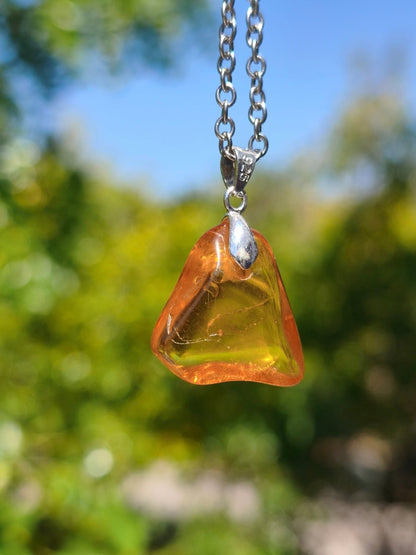 Bernstein (Baltikum) natürlich golden - 925 Sterling Silber - Edelstein Kette Geschenk Mann Frau Er Sie Freundin Filigran (Kopie) (Kopie) - Art of Nature Berlin
