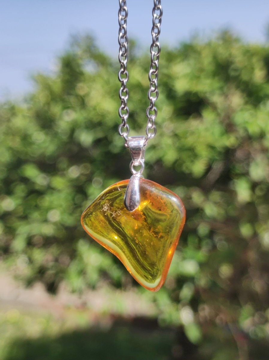 Bernstein (Baltikum) natürlich golden - 925 Sterling Silber - Edelstein Kette Geschenk Mann Frau Er Sie Freundin Filigran (Kopie) - Art of Nature Berlin