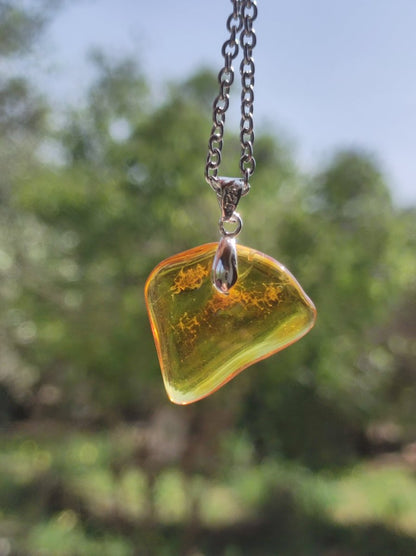 Bernstein (Baltikum) natürlich golden - 925 Sterling Silber - Edelstein Kette Geschenk Mann Frau Er Sie Freundin Filigran (Kopie) - Art of Nature Berlin