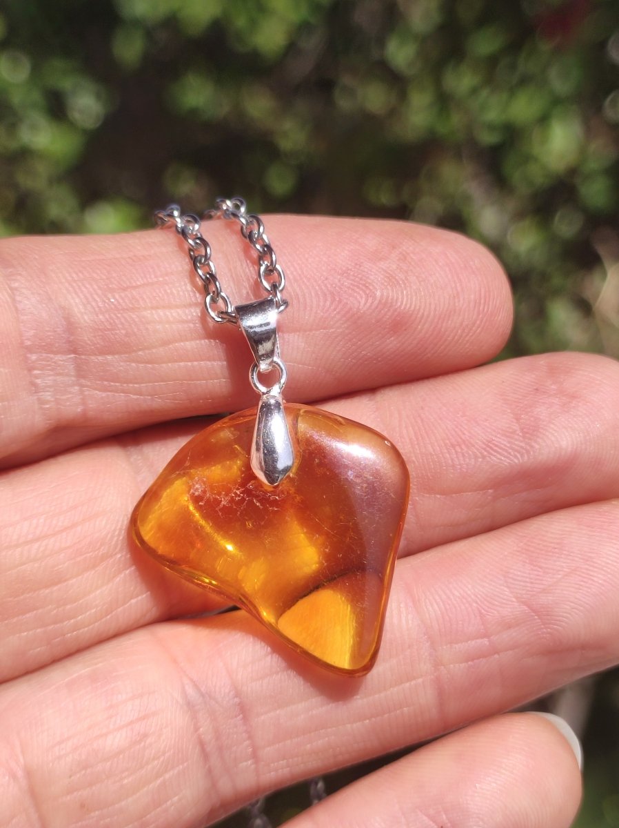 Bernstein (Baltikum) natürlich golden - 925 Sterling Silber - Edelstein Kette Geschenk Mann Frau Er Sie Freundin Filigran (Kopie) - Art of Nature Berlin