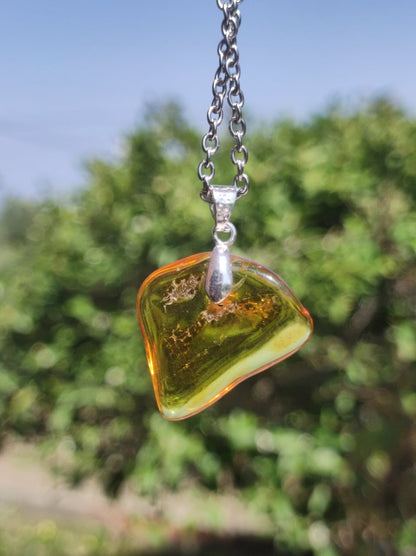 Bernstein (Baltikum) natürlich golden - 925 Sterling Silber - Edelstein Kette Geschenk Mann Frau Er Sie Freundin Filigran (Kopie) - Art of Nature Berlin