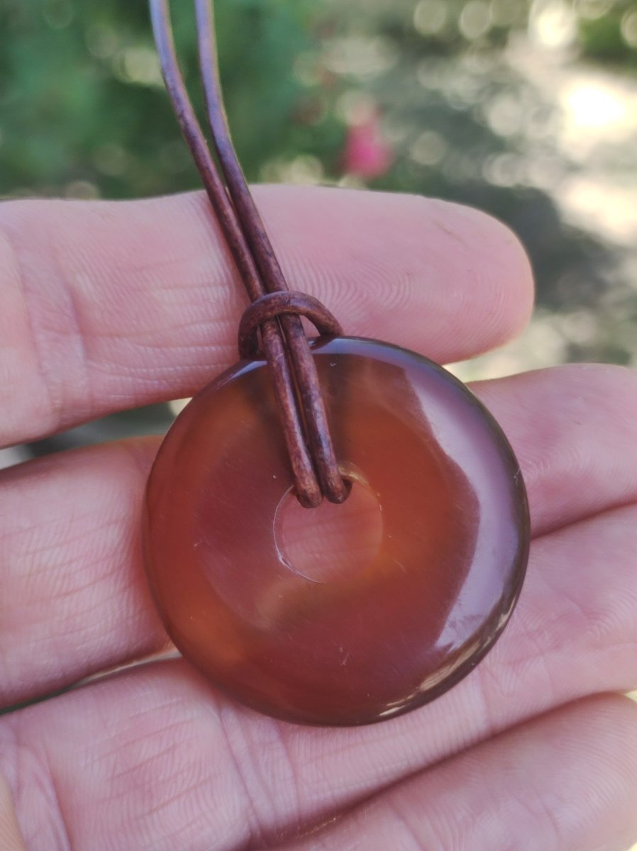 Bernstein Donut 31mm - Indonesien *Rarität* Natürlich Kette rund Anhänger Mann Frau Er Sie Geschenk - Art of Nature Berlin