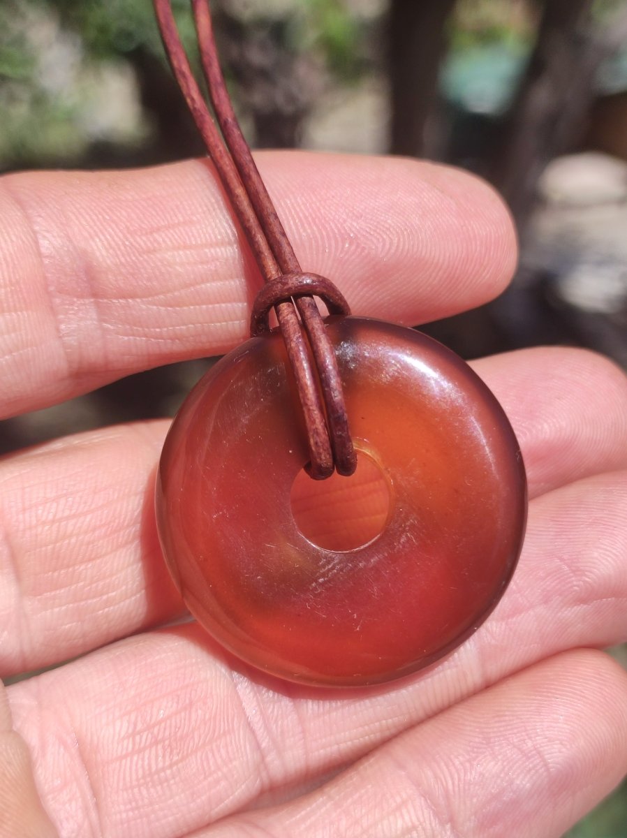 Bernstein Donut 31mm - Indonesien *Rarität* Natürlich Kette rund Anhänger Mann Frau Er Sie Geschenk - Art of Nature Berlin