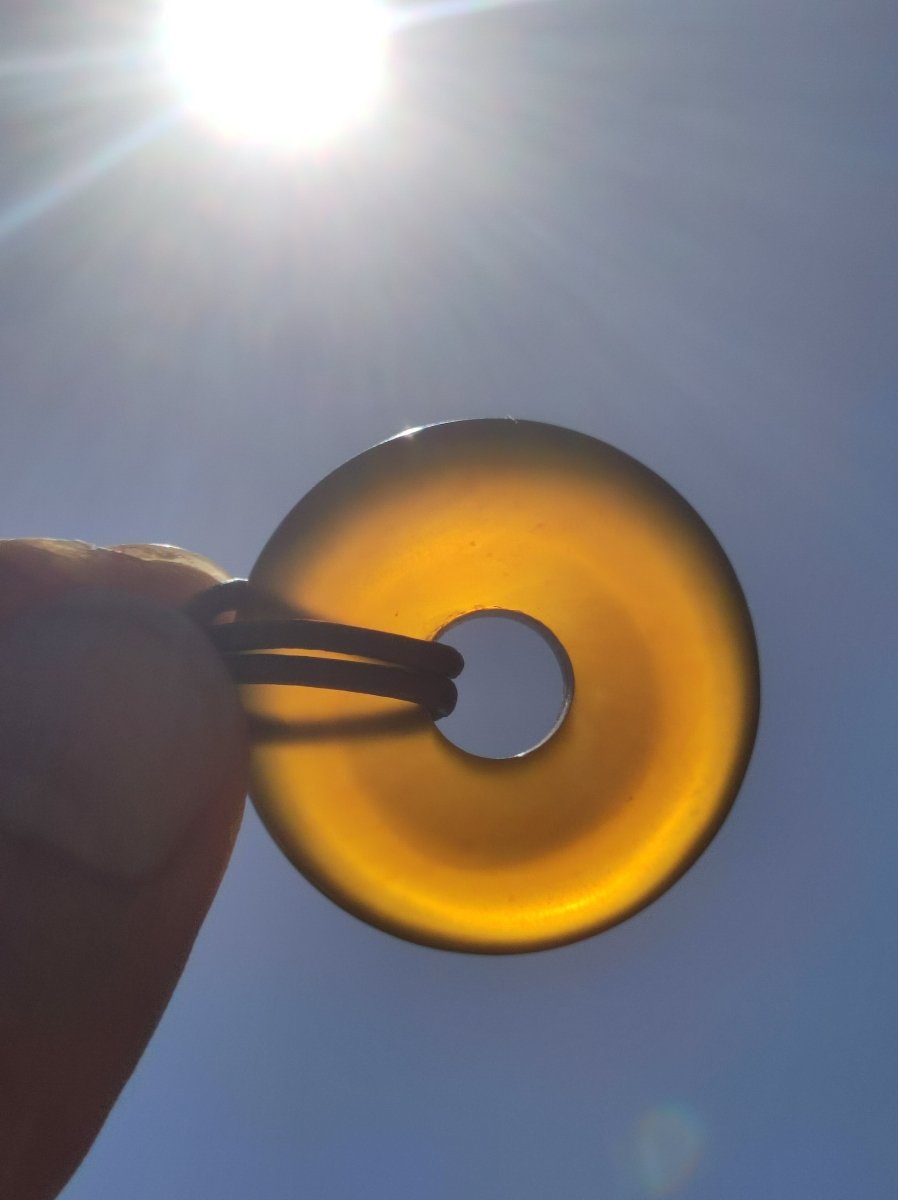 Bernstein Donut 31mm - Indonesien *Rarität* Natürlich Kette rund Anhänger Mann Frau Er Sie Geschenk - Art of Nature Berlin