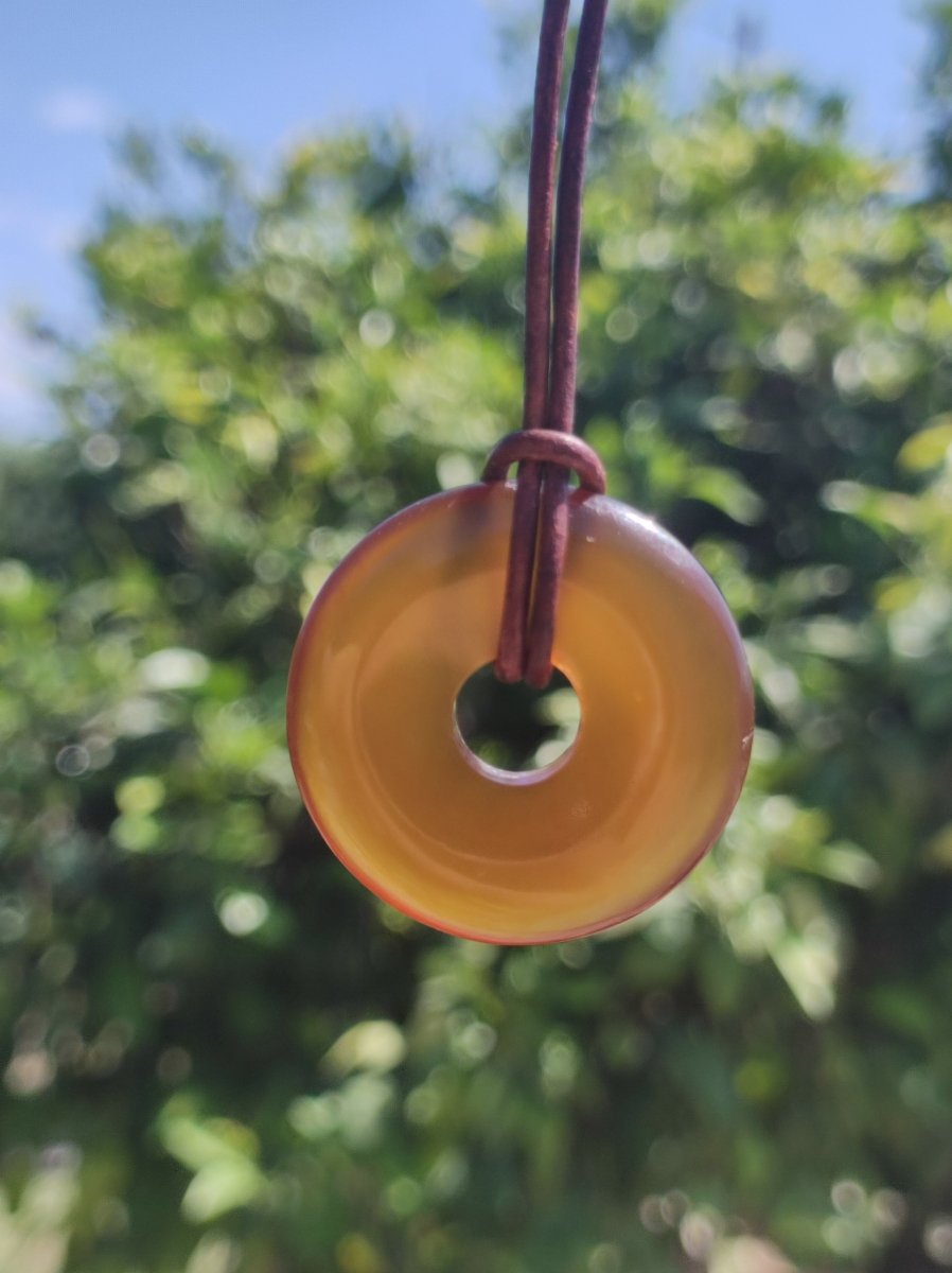 Bernstein Donut 31mm - Indonesien *Rarität* Natürlich Kette rund Anhänger Mann Frau Er Sie Geschenk - Art of Nature Berlin