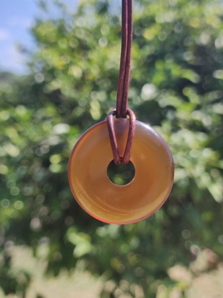 Bernstein Donut 31mm - Indonesien *Rarität* Natürlich Kette rund Anhänger Mann Frau Er Sie Geschenk - Art of Nature Berlin