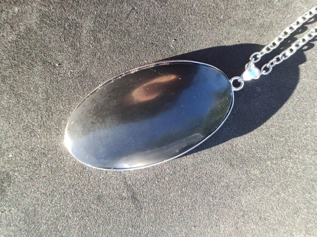 Black Lemurian Jade - 925 Silber Edelstein Kette Heilstein Natur Grau Rarität Mann Frau Geschenk Er Sie Freundin Energie Kraft Ruhe Glück - Art of Nature Berlin