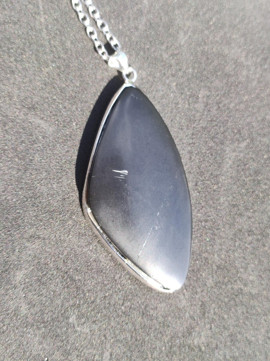 Black Lemurian Jade - 925 Silber Edelstein Kette Heilstein Natur Grau Rarität Mann Frau Geschenk Er Sie Freundin Energie Kraft Ruhe Glück - Art of Nature Berlin
