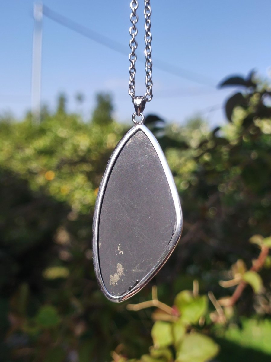 Black Lemurian Jade - 925 Silber Edelstein Kette Heilstein Natur Grau Rarität Mann Frau Geschenk Er Sie Freundin Energie Kraft Ruhe Glück - Art of Nature Berlin