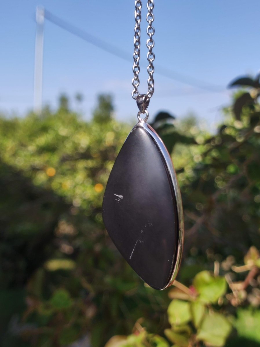 Black Lemurian Jade - 925 Silber Edelstein Kette Heilstein Natur Grau Rarität Mann Frau Geschenk Er Sie Freundin Energie Kraft Ruhe Glück - Art of Nature Berlin