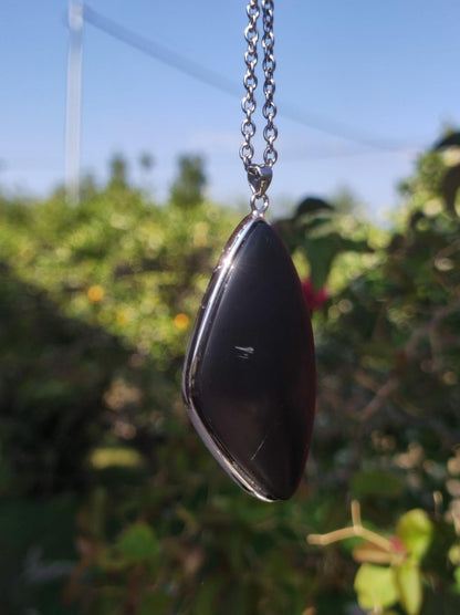 Black Lemurian Jade - 925 Silber Edelstein Kette Heilstein Natur Grau Rarität Mann Frau Geschenk Er Sie Freundin Energie Kraft Ruhe Glück - Art of Nature Berlin