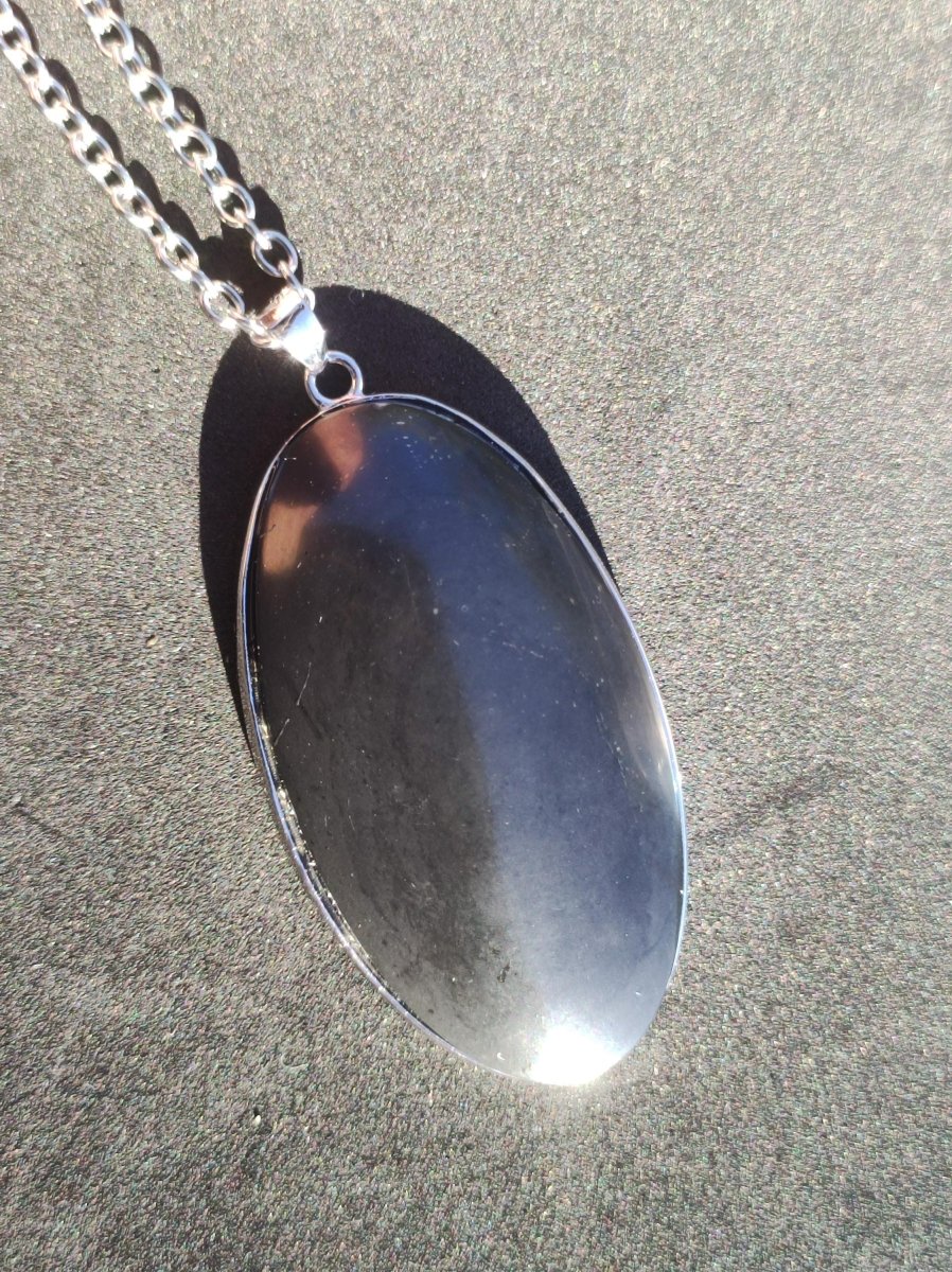 Black Lemurian Jade - 925 Silber Edelstein Kette Heilstein Natur Grau Rarität Mann Frau Geschenk Er Sie Freundin Energie Kraft Ruhe Glück - Art of Nature Berlin