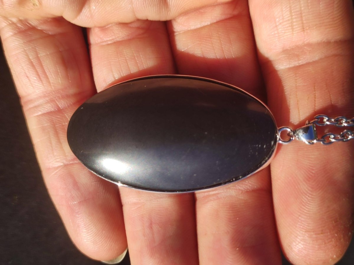 Black Lemurian Jade - 925 Silber Edelstein Kette Heilstein Natur Grau Rarität Mann Frau Geschenk Er Sie Freundin Energie Kraft Ruhe Glück - Art of Nature Berlin