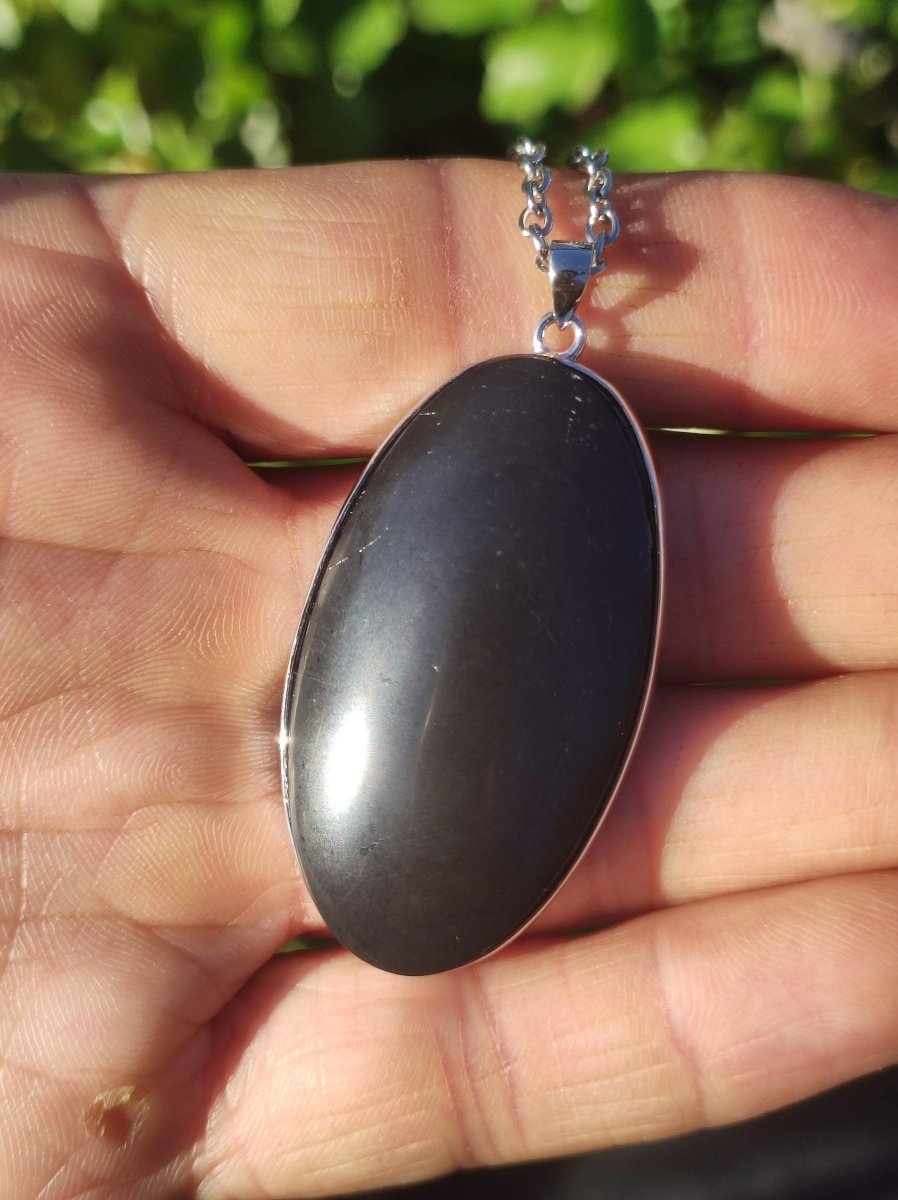 Black Lemurian Jade - 925 Silber Edelstein Kette Heilstein Natur Grau Rarität Mann Frau Geschenk Er Sie Freundin Energie Kraft Ruhe Glück - Art of Nature Berlin