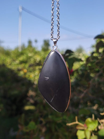 Black Lemurian Jade - 925 Silber Edelstein Kette Heilstein Natur Grau Rarität Mann Frau Geschenk Er Sie Freundin Energie Kraft Ruhe Glück - Art of Nature Berlin