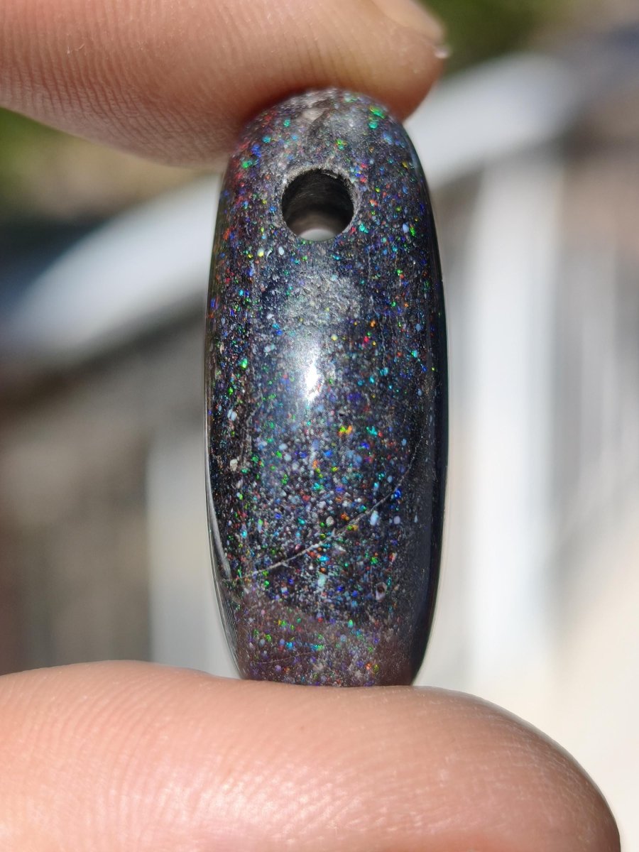 Black Opal - Edelstein Kette bunt funkelnd Rarität Natur Heilstein Energie Chakra Kristall Anhänger Mann Frau Kind Vater Geschenk Er Sie - Art of Nature Berlin
