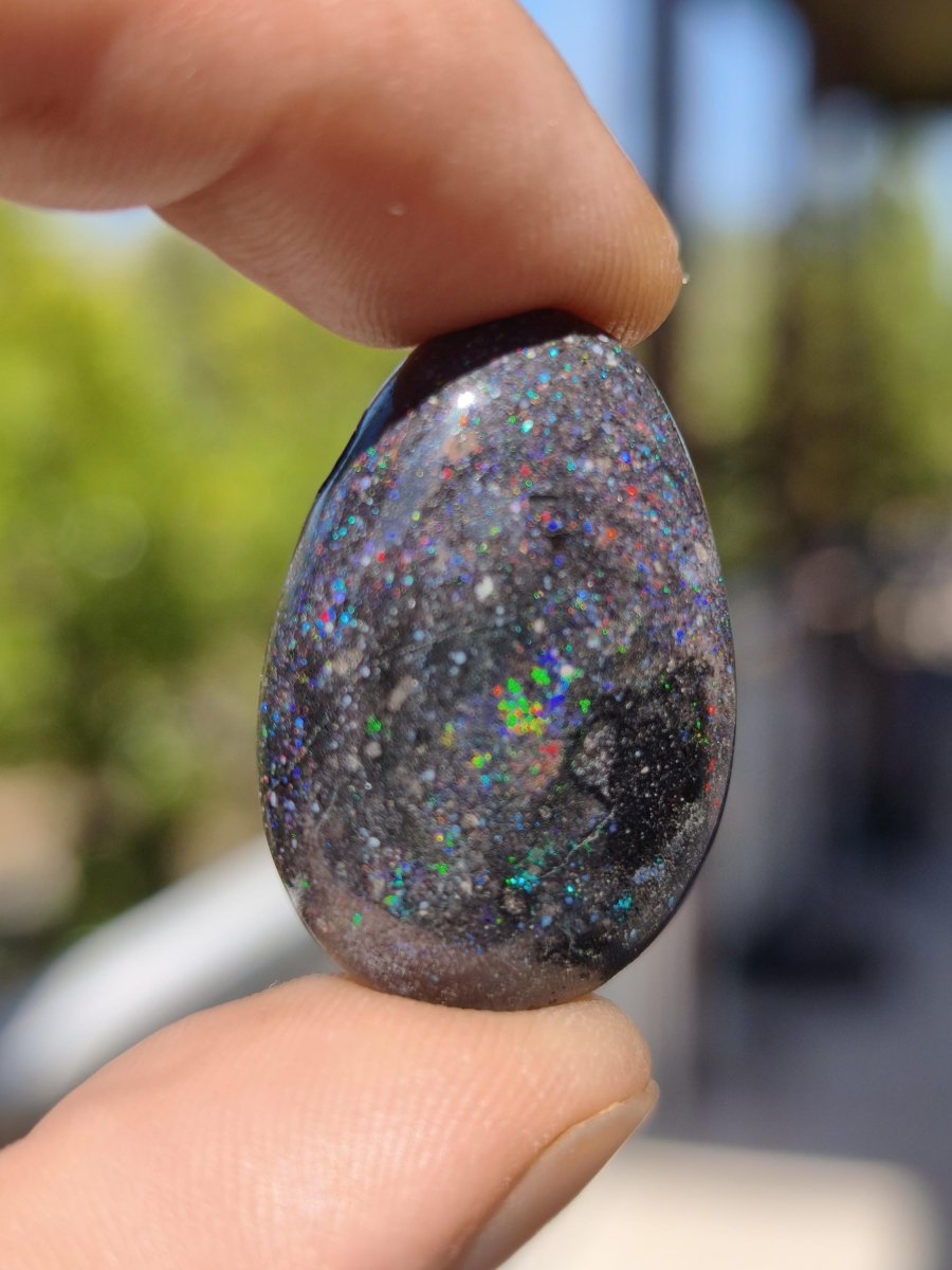 Black Opal - Edelstein Kette bunt funkelnd Rarität Natur Heilstein Energie Chakra Kristall Anhänger Mann Frau Kind Vater Geschenk Er Sie - Art of Nature Berlin
