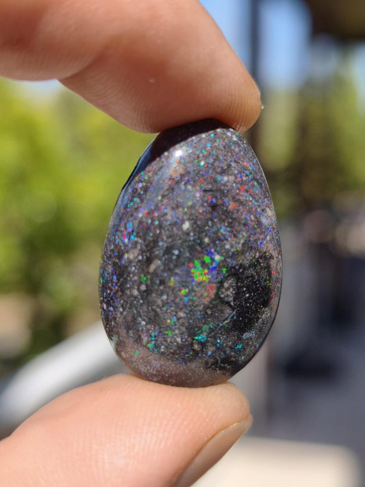 Black Opal - Edelstein Kette bunt funkelnd Rarität Natur Heilstein Energie Chakra Kristall Anhänger Mann Frau Kind Vater Geschenk Er Sie - Art of Nature Berlin