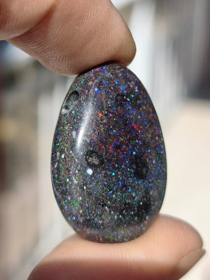 Black Opal - Edelstein Kette bunt funkelnd Rarität Natur Heilstein Energie Chakra Kristall Anhänger Mann Frau Kind Vater Geschenk Er Sie - Art of Nature Berlin